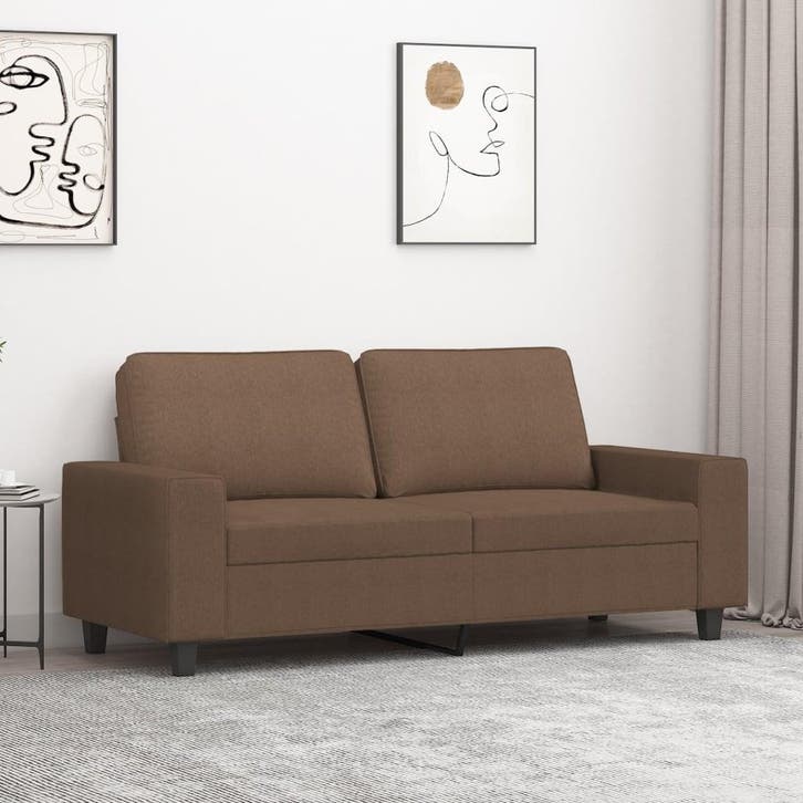 vidaXL Tweezitsbank / zetel 140 cm stof bruin, Huis en Inrichting, Zetels | Zetels, Nieuw, Verzenden