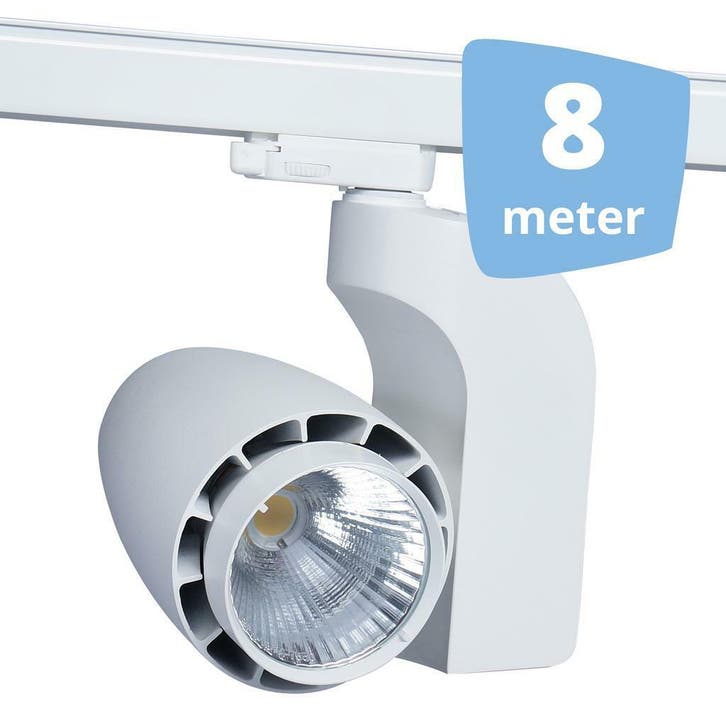 *TIP*  LED railverlichting vento wit 8 spots + 8m rails, Huis en Inrichting, Lampen | Spots, Ophalen of Verzenden