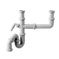 S-201 Dubb.excentr. sifon+afsl. mach.aansl. wit 11/2”x40mm, Doe-het-zelf en Bouw, Buizen en Afvoer, Ophalen of Verzenden, Nieuw