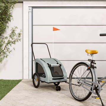 vidaXL Hondenfietstrailer oxford stof en ijzer grijs, Verzenden
