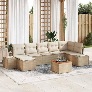 vidaXL Tuinbank Set 8 st Beige en wit, Tuin en Terras, Verzenden, Nieuw