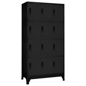 vidaXL Lockerkast 90x45x180 cm staal zwart, Verzenden