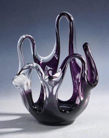 Krosno Glasworks - Schaal - Polen, Sculpturale Amethist