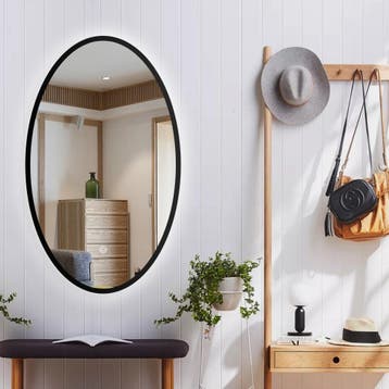 Ovale LED spiegel met zwart metalen frame - 500x900mm, Verzenden