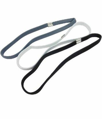Haarband Sport 1cm - Elastiek Smal - Zwart wit grijs - Set