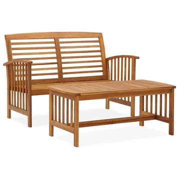 vidaXL 2-delige Loungeset massief acaciahout, Tuin en Terras, Verzenden, Nieuw, Loungeset