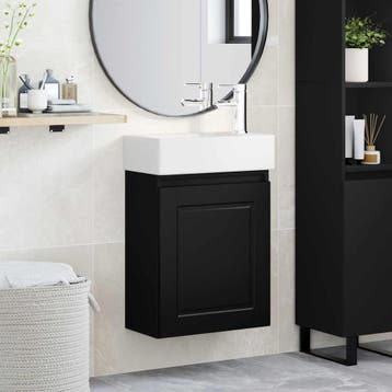 vidaXL Badkamermeubel met kraan Zwart 45,5 x 22,5 x 84 cm, Verzenden, Nieuw