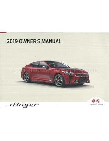 2019 KIA STINGER INSTRUCTIEBOEKJE ENGELS (USA)