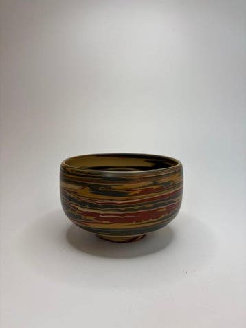 Japanse Kk-ware Chawan – Agaatglazuur (Nerikomi) –