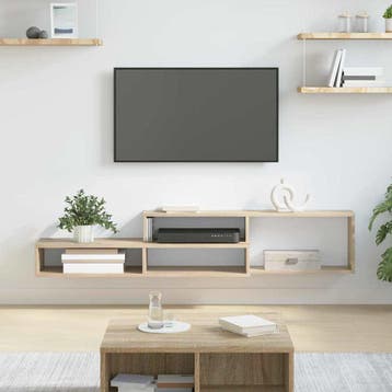 vidaXL Wand TV Stand 150 x 25 x 28,5 cm Bewerkt hout, Verzenden, Nieuw
