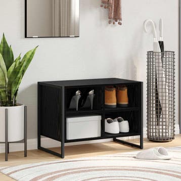 vidaXL Schoenenkast 60 x 35 x 44 cm Bewerkt hout Zwart Eiken, Verzenden