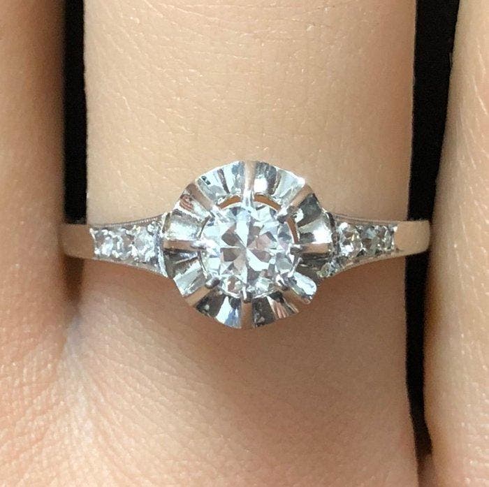 Zonder minimumprijs - Ring - 18 karaat Witgoud - 0.37ct. tw., Handtassen en Accessoires, Ringen