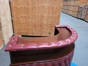 Bar - Bois, Cuir verni - Chesterfield meuble-bar, Antiquités & Art