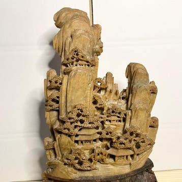 Grote Chinese natuurstenen berglandschap-beeld met, Antiek en Kunst