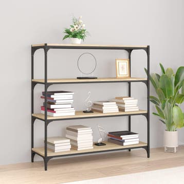 vidaXL Boekenkast 100x33x100 cm bewerkt hout en staal sonoma, Verzenden