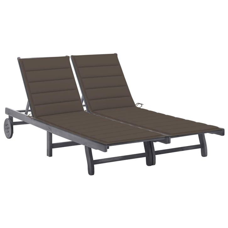vidaXL Ligbed 2-persoons met kussens massief acaciahout, Tuin en Terras, Ligbedden, Nieuw, Verzenden