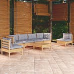 vidaXL 7-delige Loungeset met grijze kussens grenenhout, Verzenden, Nieuw, Loungeset