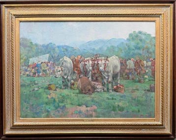 Giulio Da Vicchio (1924-2004) - Giorno di fiera nel piazzale