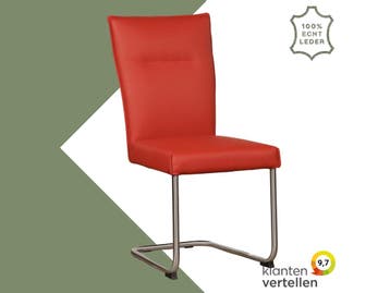 Leren eetkamerstoel Retro - Toledo Siegelstein (rood) -, Huis en Inrichting, Stoelen, Nieuw, Leer, Ophalen of Verzenden, Rood