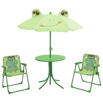 vidaXL 3-delige Bistroset voor kinderen met parasol groen, Tuin en Terras, Verzenden, Nieuw