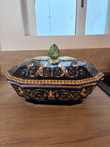 Gien - Tureen - Renaissance à fond bleu - Aardewerk, Antiek en Kunst