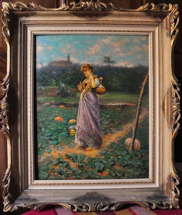 Alessandro Battaglia (1870-1940) - Jeune paysanne au champ