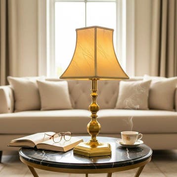 Tafellamp - Vintage Hollywood Regency massief messing, Nieuw