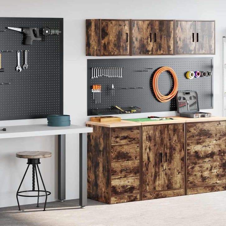 vidaXL Garagekasten 2 st Spaanplaat gerookt eiken, Articles professionnels, Aménagement de Bureau & Magasin | Entrepôt, Rayonnage & Stockage