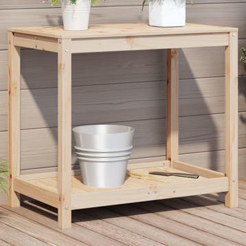 vidaXL Oppottafel met schap 82,5x50x75 cm massief grenenhout, Verzenden