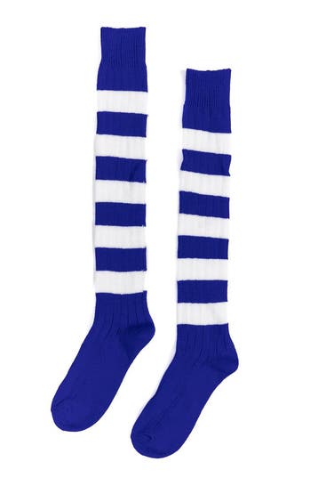 Gebreide Lange Sokken Blauw Wit Gestreept 39-46 Gebreid Carn, Ophalen of Verzenden, Nieuw
