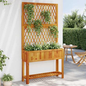 vidaXL Plantenbak met latwerk en schap 100x32x185 cm, Tuin en Terras, Verzenden, Nieuw