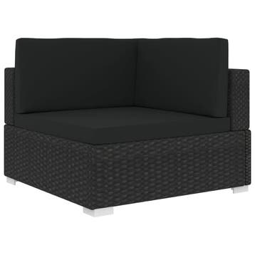 vidaXL Hoekbank 1 st met kussens poly rattan zwart, Verzenden