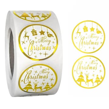 500 Kerst Stickers Op Rol - 2.5cm - Kerststickers -, Verzenden