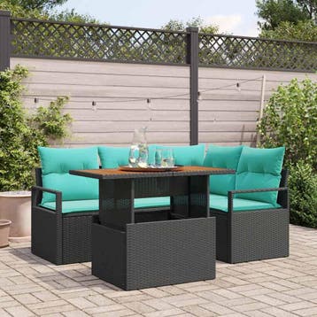 vidaXL Tuin Eettafel Set met kussen 5 pcs Zwart en, Verzenden, Nieuw