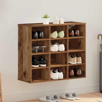 vidaXL Schoenenkast 77,5 x 30 x 67 cm Bewerkt hout Oud hout, Verzenden