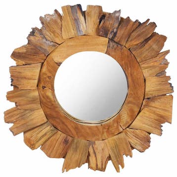 vidaXL Wandspiegel rond 40 cm teakhout, Huis en Inrichting, Woonaccessoires | Spiegels, Verzenden, Nieuw