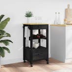vidaXL Keuken Trolley MONZA Zwart 48 x 40 x 88,5 cm Massief, Verzenden