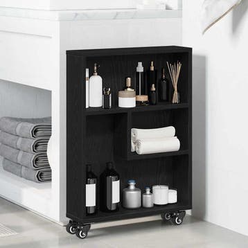vidaXL Smalle Opslag Trolley 3-laags 48 x 13 x 68 cm Zwart, Verzenden, Nieuw