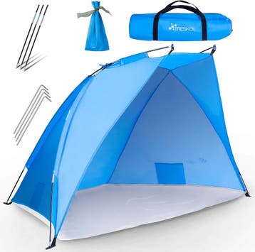 TRESKO® strandscherm incl. draagtas | strandtent met uv-besc, Verzenden