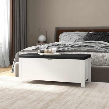 vidaXL Opbergbox met kussen 105x40x45 cm bewerkt hout wit, Huis en Inrichting, Kasten | Overige, Verzenden, Nieuw