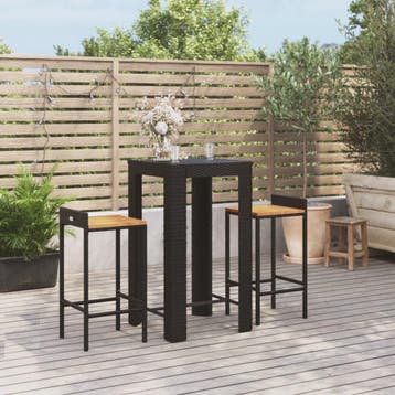 vidaXL 3-delige Tuinbarset poly rattan en massief acaciahout, Tuin en Terras, Verzenden, Nieuw