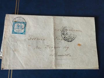 France 1878/1878 - Pli avec Chiffre-Taxe n° 7 (40c bleu non