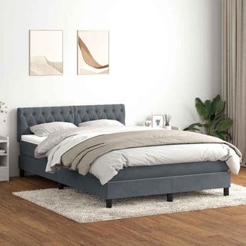 vidaXL Boxspring met matras en LED fluweel donkergrijs, Verzenden, Nieuw
