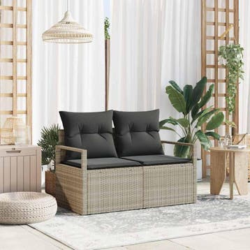 vidaXL Tuin Sofa met kussen 120 x 62 x 69 cm poly rattan, Jardin & Terrasse, Verzenden