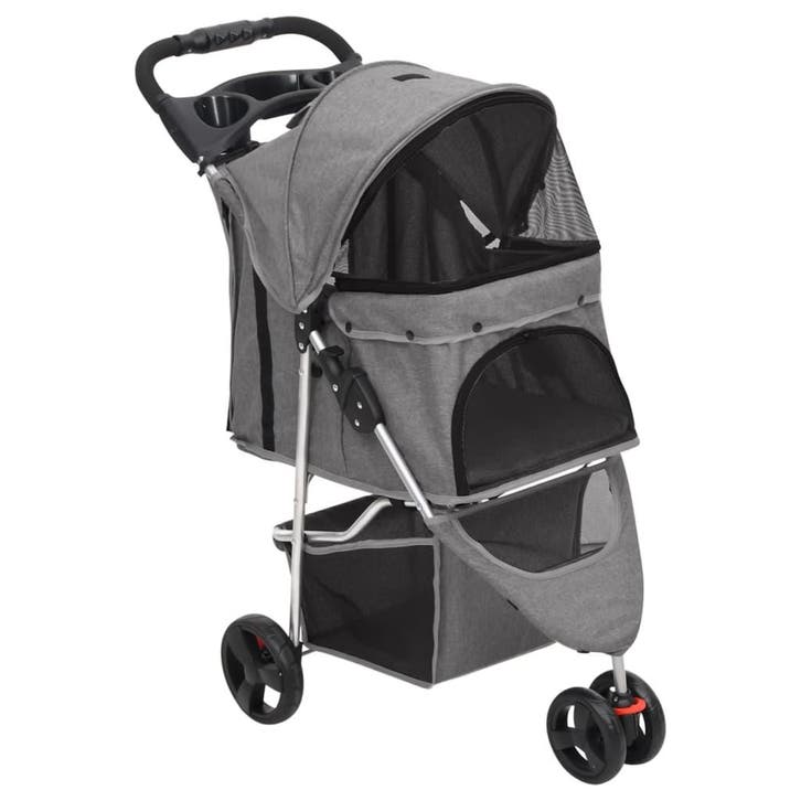 vidaXL Hondenwagen inklapbaar 80x46x98 cm oxford stof grijs, Animaux & Accessoires, Autres accessoires pour animaux, Envoi