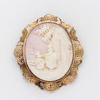 Broche - 14 carats Or jaune - Camee, Handtassen en Accessoires, Antieke sieraden