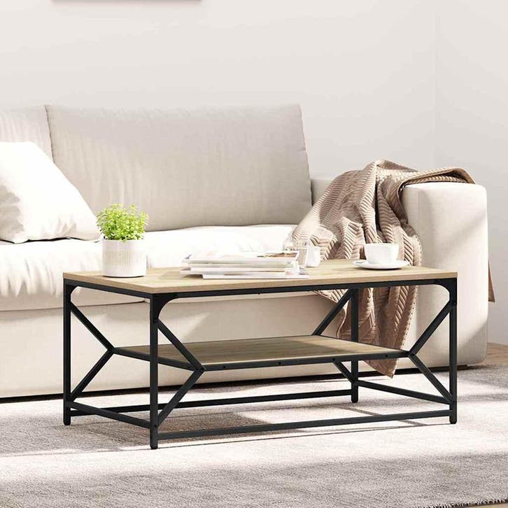 vidaXL Salontafel Sonoma Eik 90 x 50 x 40 cm Engineered hout, Huis en Inrichting, Tafels | Salontafels, Nieuw, Verzenden