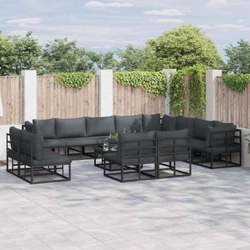 vidaXL Tuinbank Set 13 st Zwart Aluminium, Verzenden