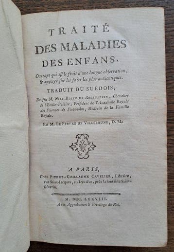 Nils Rosen von Rosenstein; traduit par M. Le Fevre de