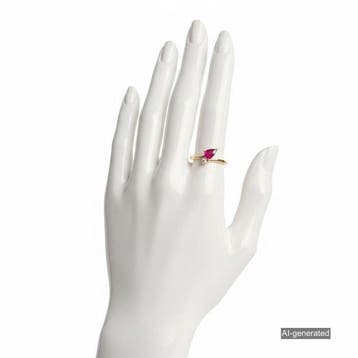 Ring - 14 karaat Geel goud - 0.85ct. tw. Robijn - Diamant, Nieuw